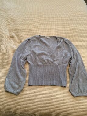 Madewell Light Blue Faux Wrap-Style Sweater